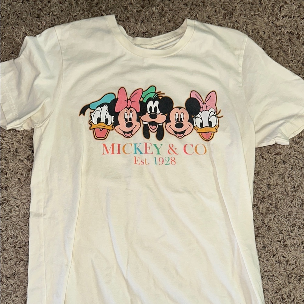 Women White Graphic T-Shirt (Mickey & Co)